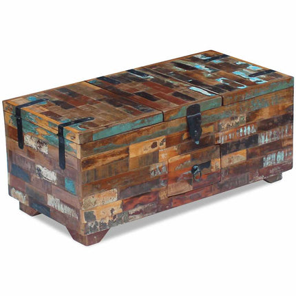 Coffre Table Basse Bois De Récupération Massif 80X40X35 Cm