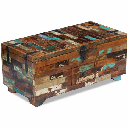 Coffre Table Basse Bois De Récupération Massif 80X40X35 Cm