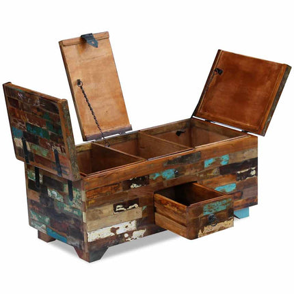 Coffre Table Basse Bois De Récupération Massif 80X40X35 Cm