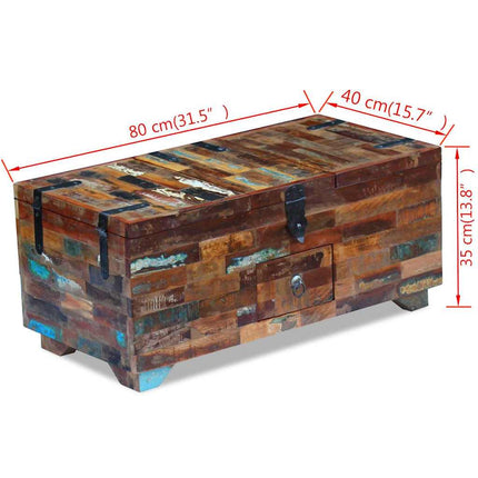 Coffre Table Basse Bois De Récupération Massif 80X40X35 Cm