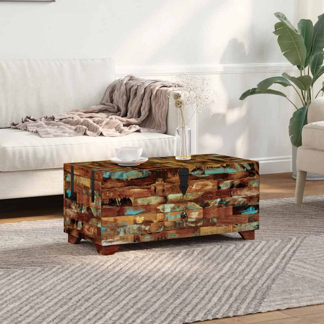 Coffre Table Basse Bois De Récupération Massif 80X40X35 Cm
