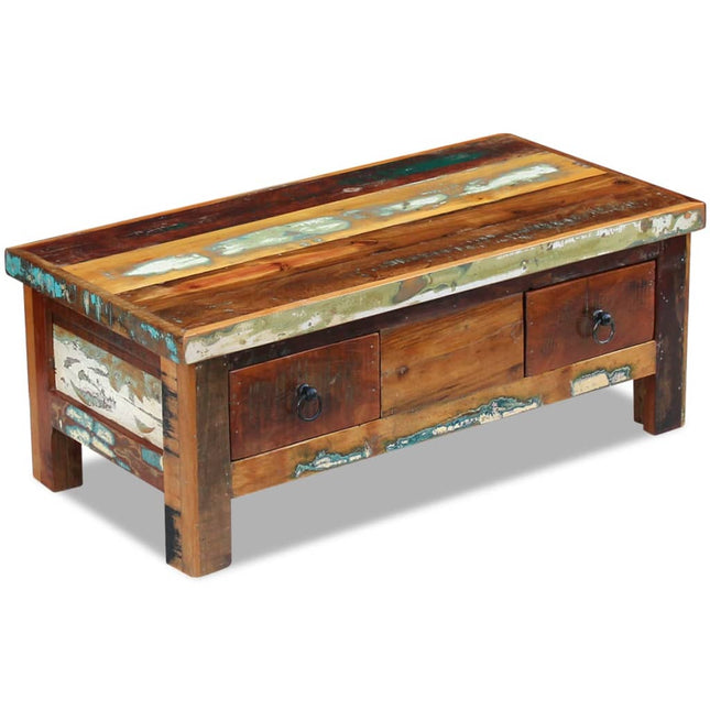 Table Basse À Tiroirs Bois De Récupération 90X45X35 Cm