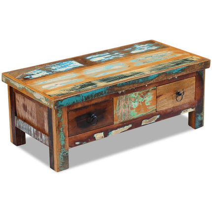 Table Basse À Tiroirs Bois De Récupération 90X45X35 Cm