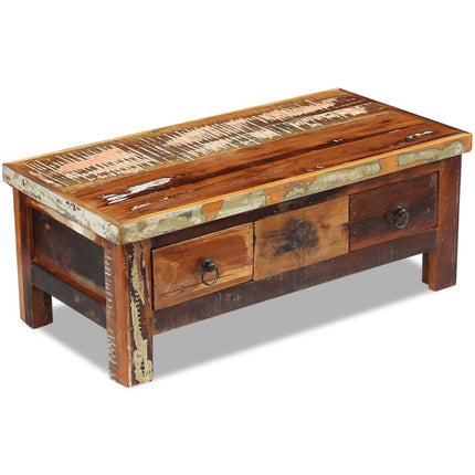 Table Basse À Tiroirs Bois De Récupération 90X45X35 Cm