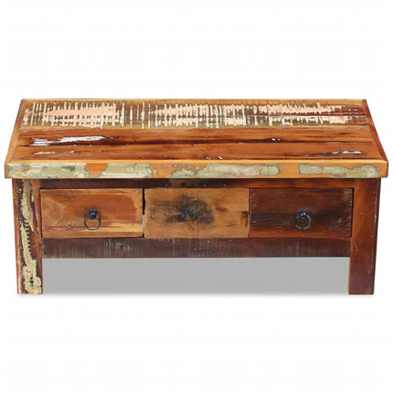 Table Basse À Tiroirs Bois De Récupération 90X45X35 Cm