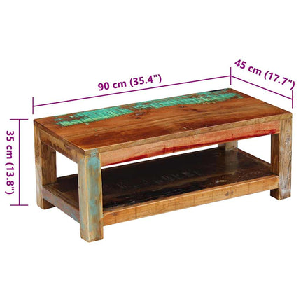 Table Basse Bois De Récupération Massif 90X45X35 Cm