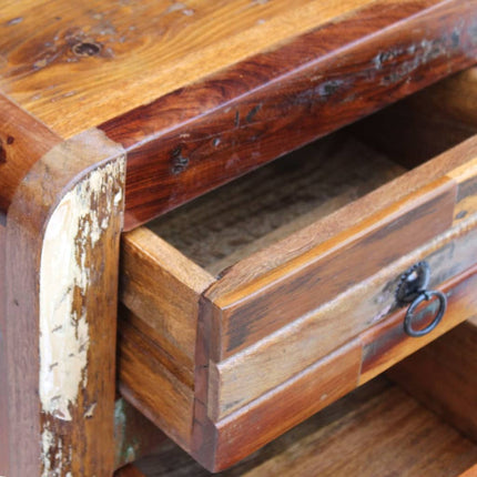 Table De Chevet Bois De Récupération Massif 43X33X51 Cm
