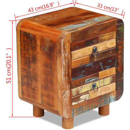 Table De Chevet Bois De Récupération Massif 43X33X51 Cm