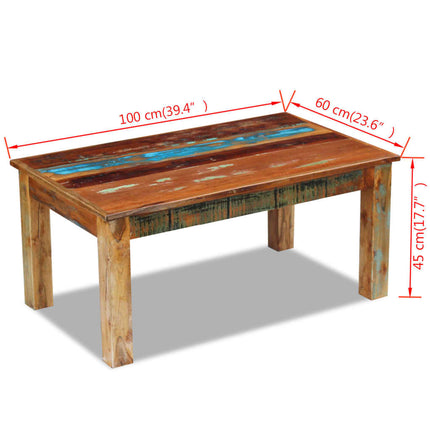 Table Basse Bois De Récupération Massif 100X60X45 Cm