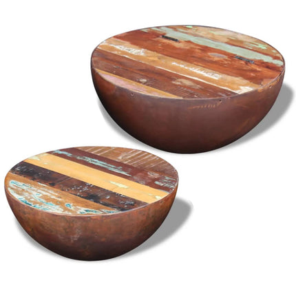 Table Basse Forme De Bol Avec Base En Acier Bois Recyclé