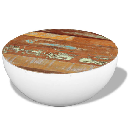 Table Basse Forme De Bol Avec Base En Acier Bois Recyclé
