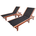 Noir / 2x Chaise longue   table / 1
