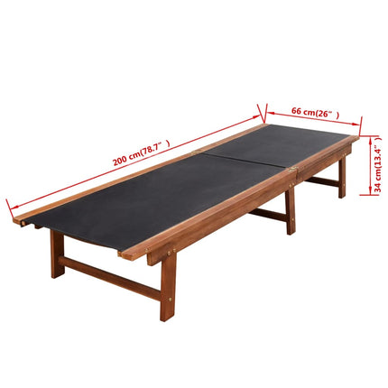 Chaises Longues Lot De 2 Et Table Bois D'acacia Et Textilène