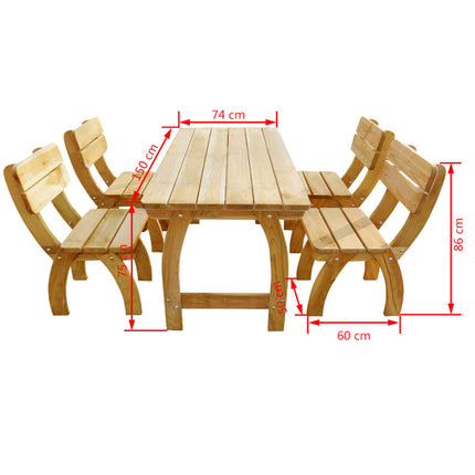 Ensemble À Manger D'extérieur 5 Pcs Pinède Imprégnée