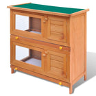 Clapier D'extérieur Cage Animaux Petits 4 Portes Bois Extérieur Blanc / Intérieur Blanc