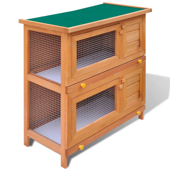 Clapier D'extérieur Cage Animaux Petits 4 Portes Bois Extérieur Blanc / Intérieur Blanc