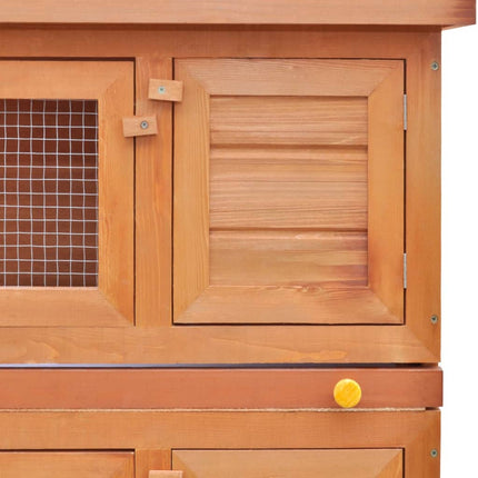 Clapier D'extérieur Cage Animaux Petits 4 Portes Bois Extérieur Blanc / Intérieur Blanc
