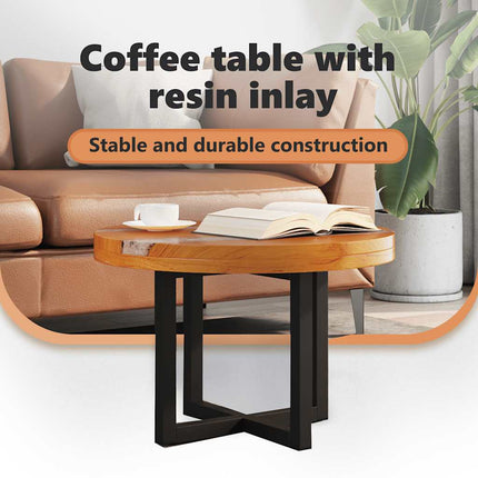 Table Basse Teck Résine 60 Cm