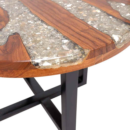 Table Basse Teck Résine 60 Cm