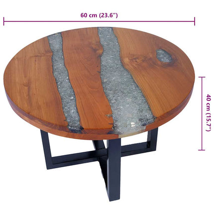 Table Basse Teck Résine 60 Cm