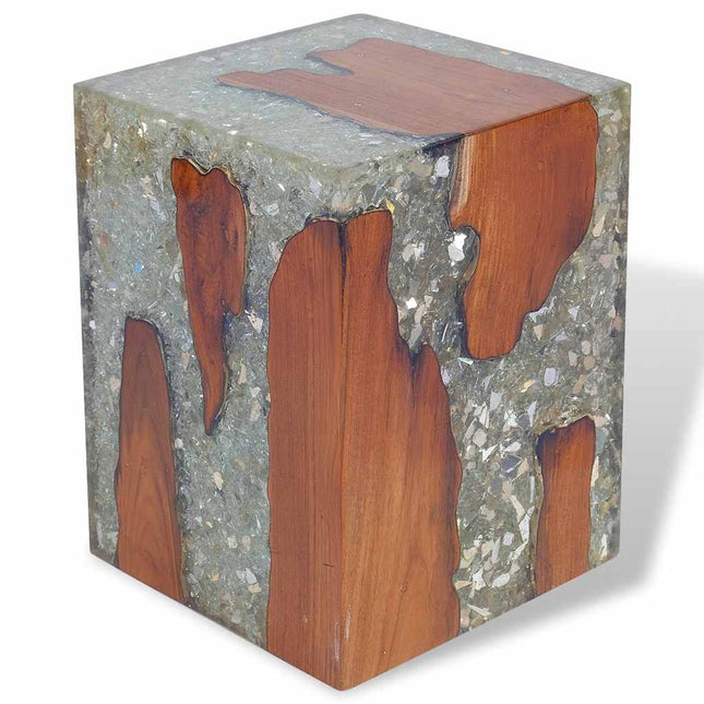 Tabouret Bois De Teck Massif Et Résine