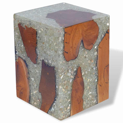 Tabouret Bois De Teck Massif Et Résine