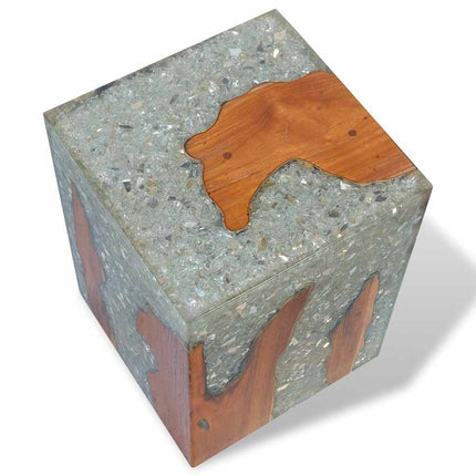 Tabouret Bois De Teck Massif Et Résine