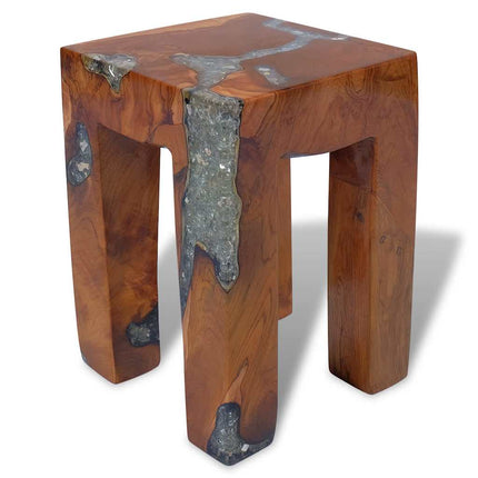 Tabouret Bois De Teck Massif Et Résine