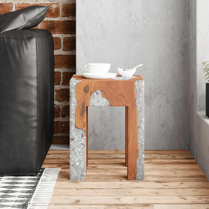 Tabouret Bois De Teck Massif Et Résine