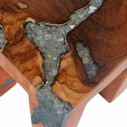 Tabouret Bois De Teck Massif Et Résine