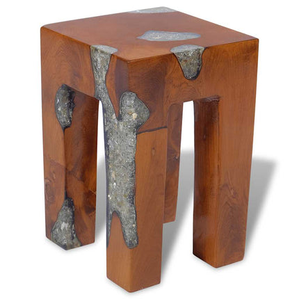 Tabouret Bois De Teck Massif Et Résine