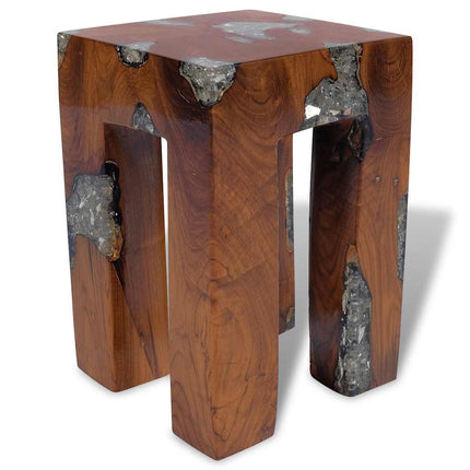 Tabouret Bois De Teck Massif Et Résine