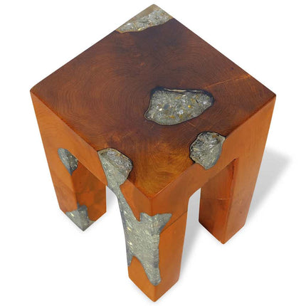 Tabouret Bois De Teck Massif Et Résine