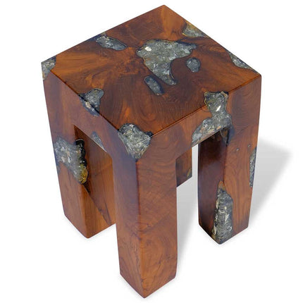 Tabouret Bois De Teck Massif Et Résine