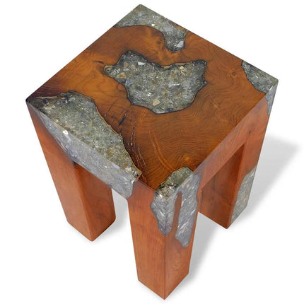Tabouret Bois De Teck Massif Et Résine