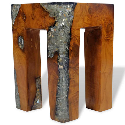 Tabouret Bois De Teck Massif Et Résine