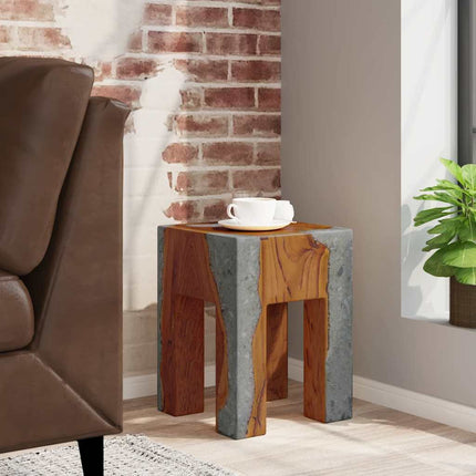Tabouret Bois De Teck Massif Et Résine