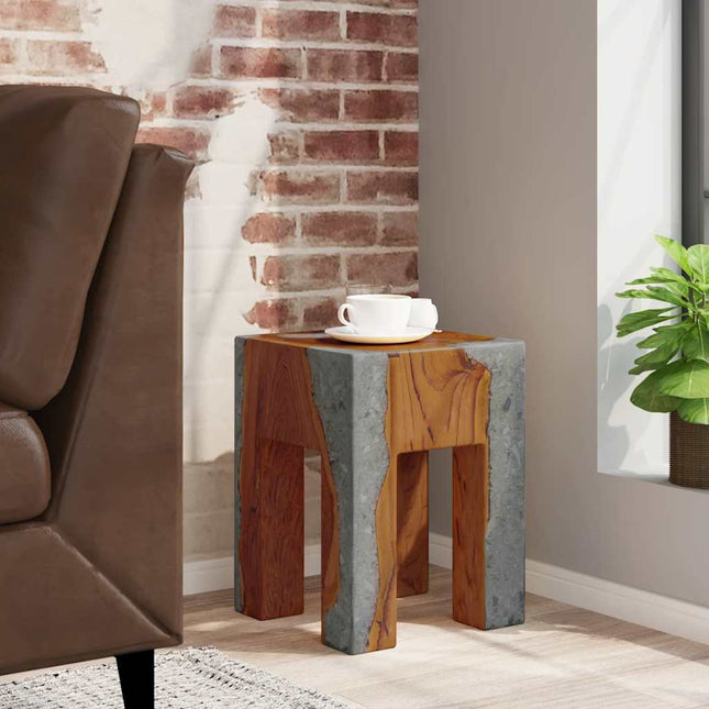 Tabouret Bois De Teck Massif Et Résine