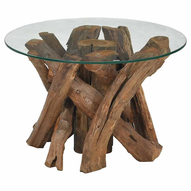 Table Basse Bois Flottant De Teck Massif 60 Cm
