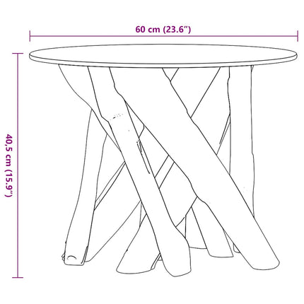 Table Basse Bois Flottant De Teck Massif 60 Cm