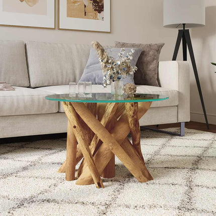 Table Basse Bois Flottant De Teck Massif 60 Cm