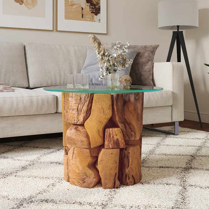 Table Basse Bois Flottant De Teck Massif 60 Cm