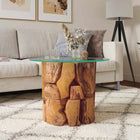 Table Basse Bois Flottant De Teck Massif 60 Cm