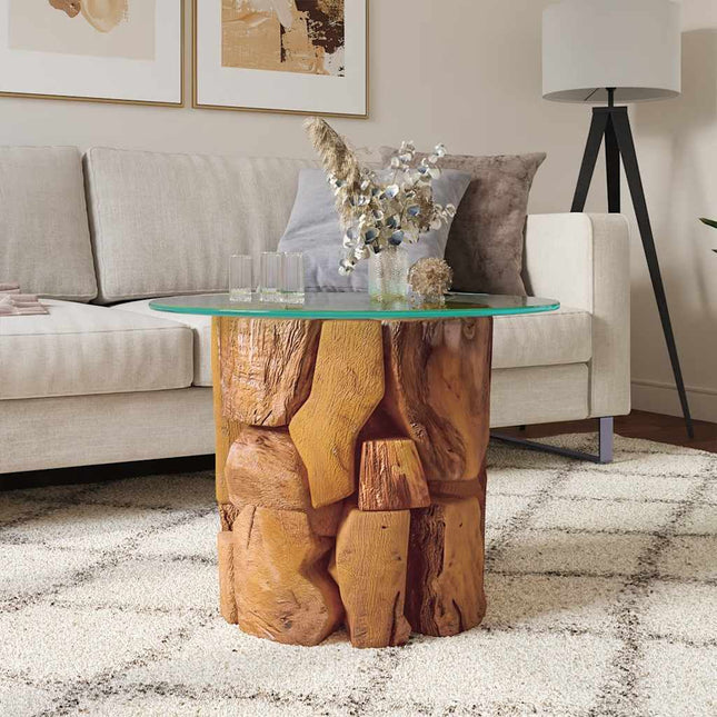 Table Basse Bois Flottant De Teck Massif 60 Cm