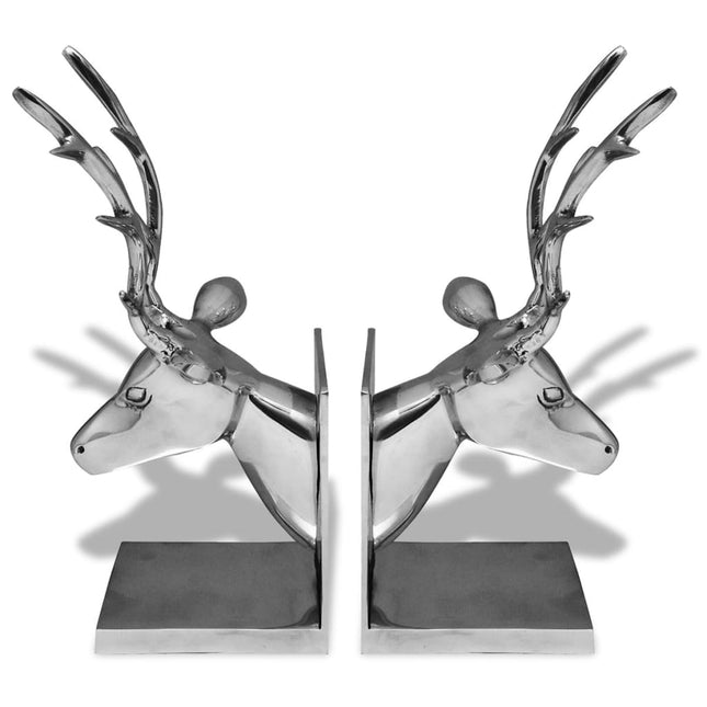 Serre-Livres Cerf 2 Pièces Aluminium Argenté