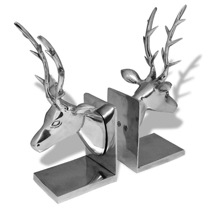 Serre-Livres Cerf 2 Pièces Aluminium Argenté