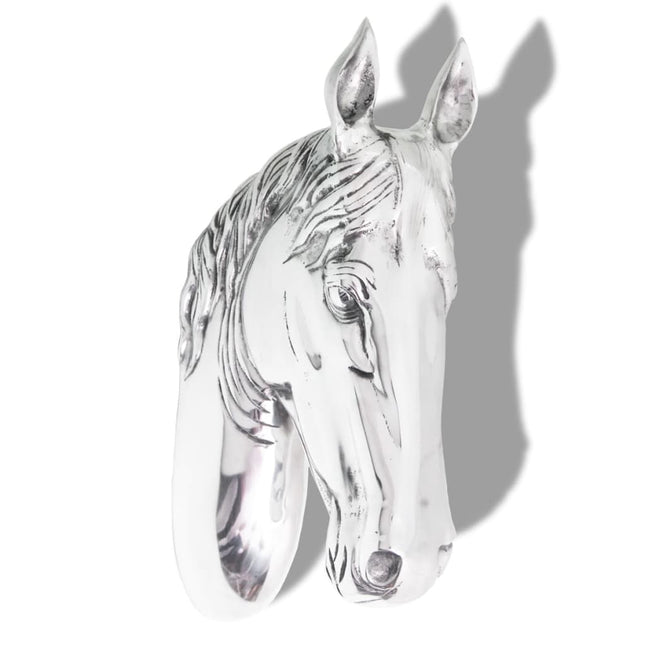 Décoration Murale En Forme De Tête De Cheval Aluminium Argenté