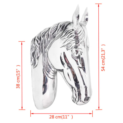 Décoration Murale En Forme De Tête De Cheval Aluminium Argenté