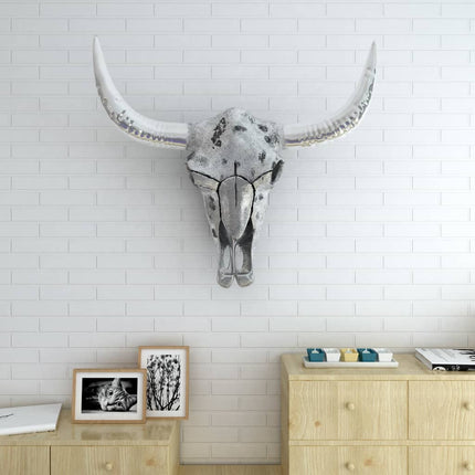 Décoration Murale En Forme De Crâne De Taureau Aluminium Argenté