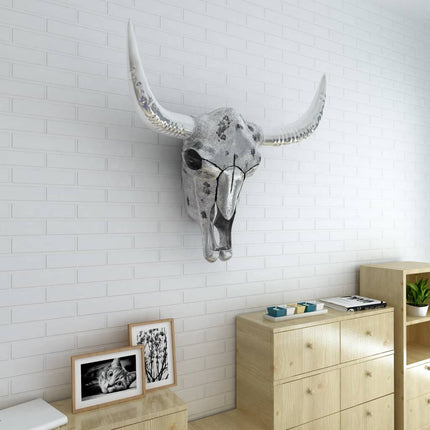 Décoration Murale En Forme De Crâne De Taureau Aluminium Argenté